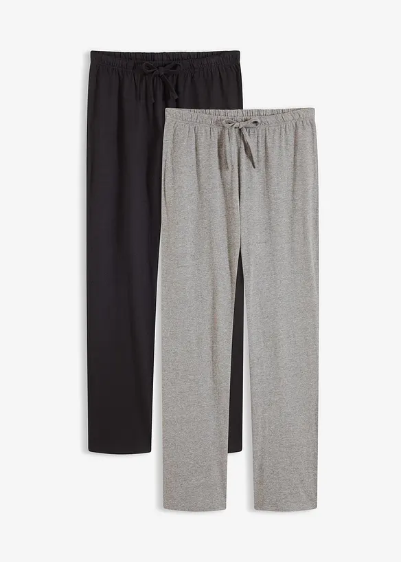 Pyjamahose mit Eingriffstaschen (2er Pack) in schwarz von vorne - bonprix