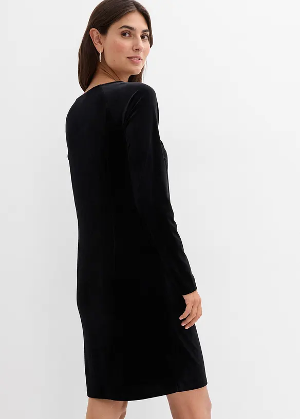 2-in-1 festliches Umstands- und Stillkleid aus weichem Samt in schwarz von hinten (Totalaufnahme) - bonprix