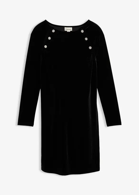 2-in-1 festliches Umstands- und Stillkleid aus weichem Samt in schwarz von vorne - bonprix