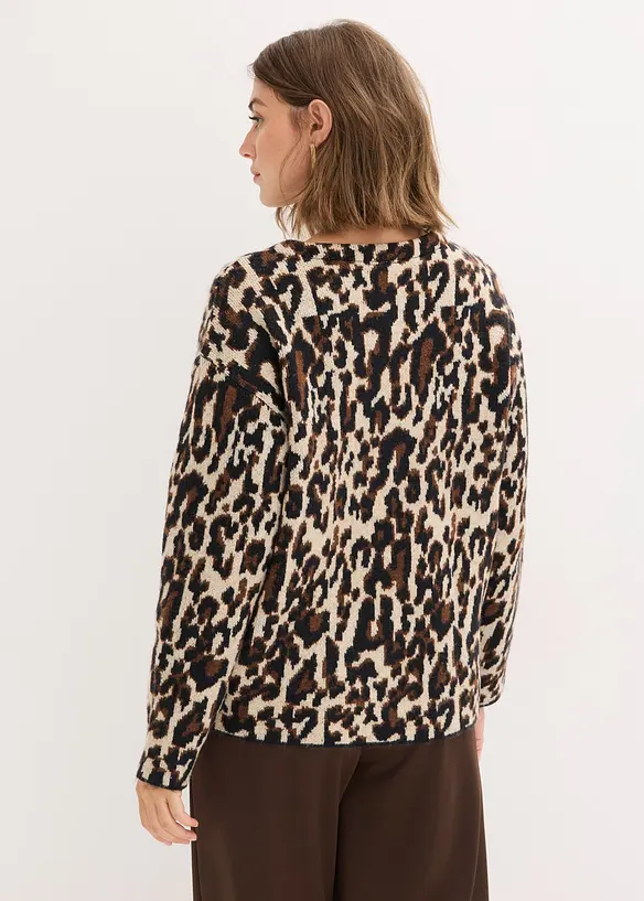 Jacquard-Strickjacke in braun von hinten (im Anschnitt) - bonprix Jacquard-Strickjacke in braun von hinten (im Anschnitt) - bonprix