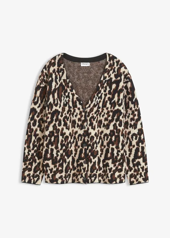 Jacquard-Strickjacke in braun von vorne - bonprix Jacquard-Strickjacke in braun von vorne - bonprix