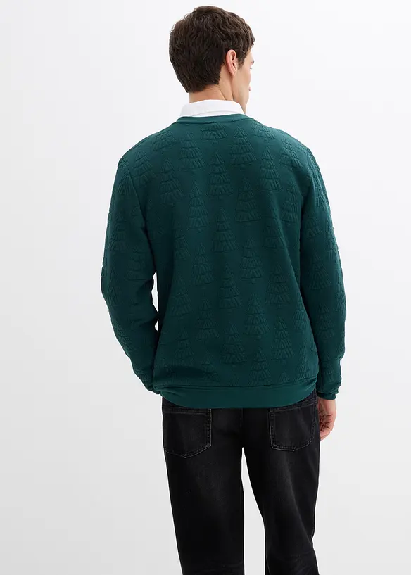 Weihnachtssweatshirt mit Tannenbaummotiv in grün von hinten (im Anschnitt) - bonprix