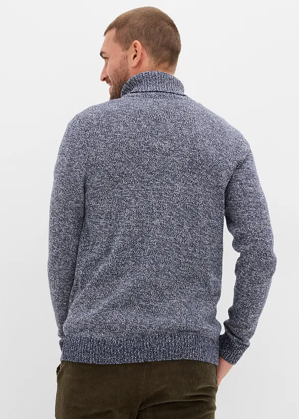 Rollkragenpullover mit Baumwolle in blau von hinten (im Anschnitt) - bonprix