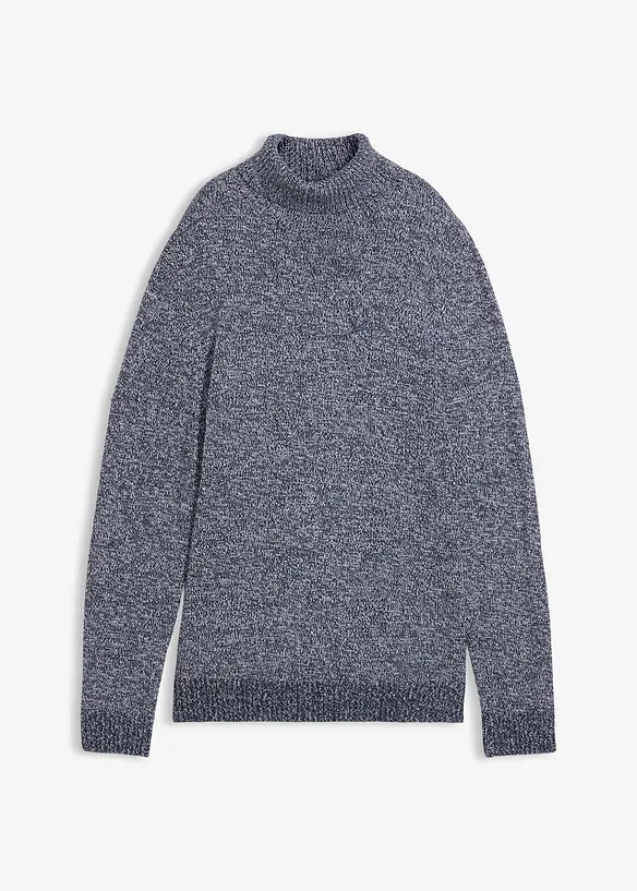 Rollkragenpullover mit Baumwolle in blau von vorne - bonprix