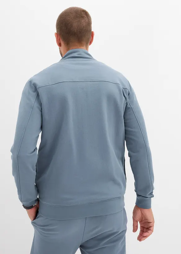Sweatjacke aus weichem Baumwollmix in blau von hinten (im Anschnitt) - bonprix