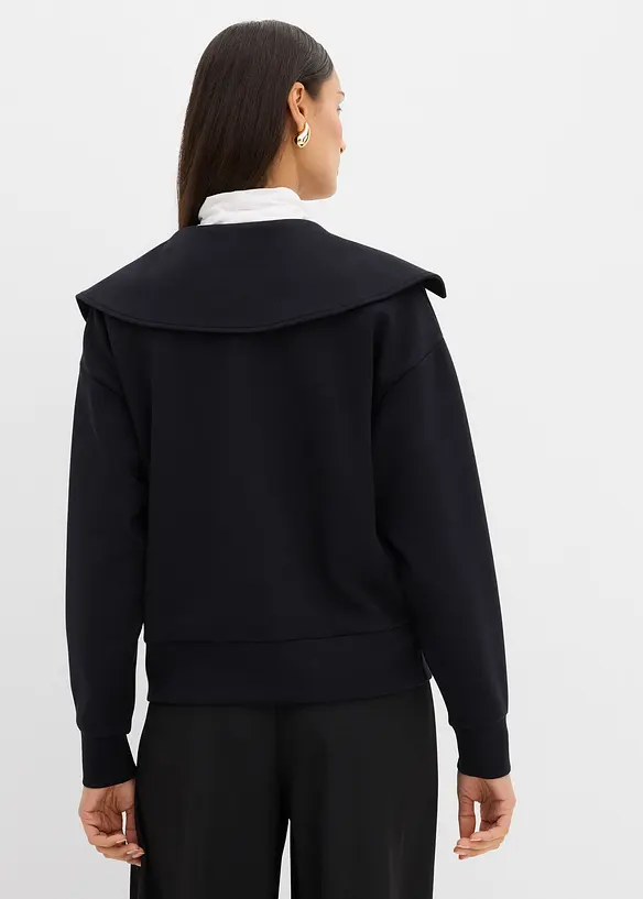 Scuba-Shirt mit breitem Kragen aus Viskose-Mix in schwarz von hinten (im Anschnitt) - bonprix Scuba-Shirt mit breitem Kragen aus Viskose-Mix in schwarz von hinten (im Anschnitt) - bonprix