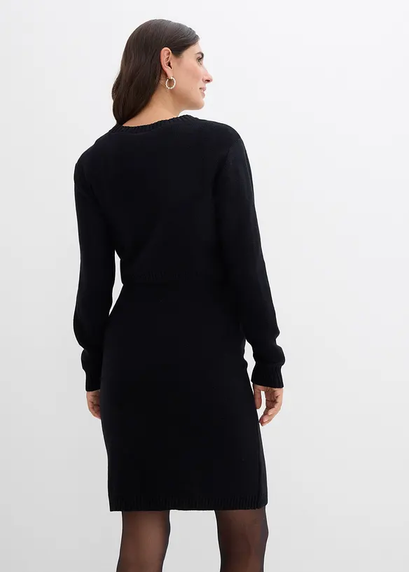 Set aus Pullover und Rock für die Schwangerschaft und danach aus Bio-Baumwolle (2. tlg Set) in schwarz von hinten (Totalaufnahme) - bonprix