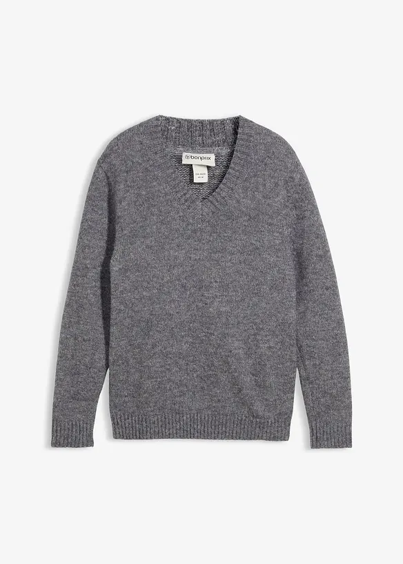 Grobstrick-Pullover in Regular Fit in grau von vorne - bonprix