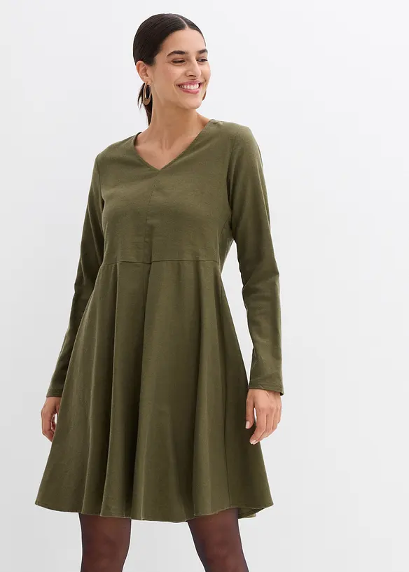 Leichtes Flanellkleid aus reiner Baumwolle in grün von vorne (Totalaufnahme) - bonprix Leichtes Flanellkleid aus reiner Baumwolle in grün von vorne (Totalaufnahme) - bonprix