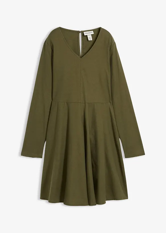 Leichtes Flanellkleid aus reiner Baumwolle in grün von vorne - bonprix Leichtes Flanellkleid aus reiner Baumwolle in grün von vorne - bonprix