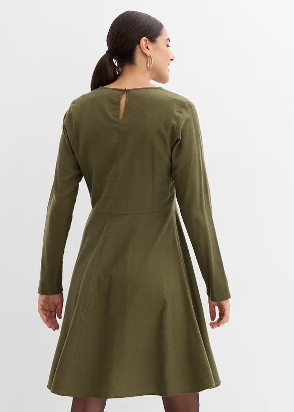 Leichtes Flanellkleid aus reiner Baumwolle in grün von hinten (Totalaufnahme) - bonprix Leichtes Flanellkleid aus reiner Baumwolle in grün von hinten (Totalaufnahme) - bonprix