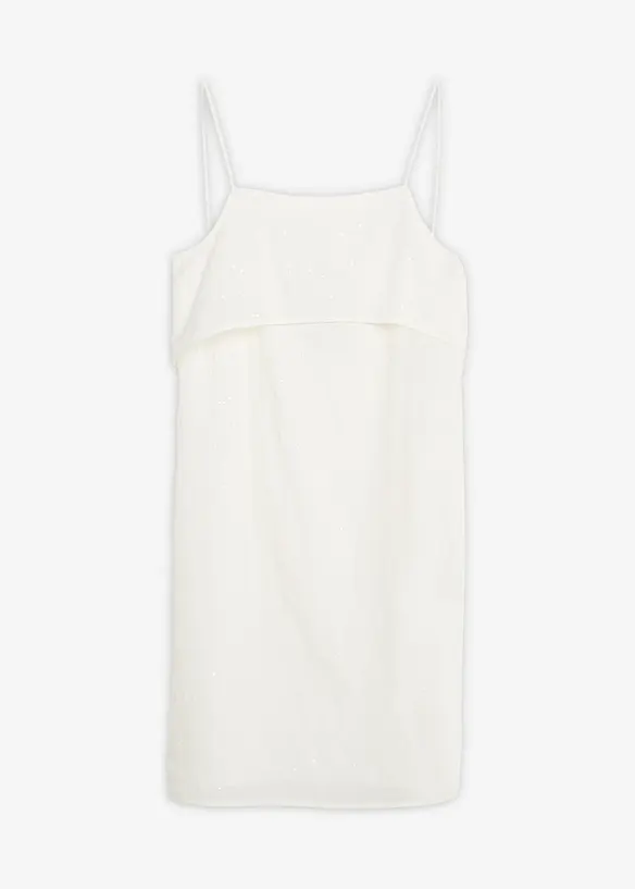 Minikleid mit schöner Paillettenstickung in weiß von vorne - bonprix