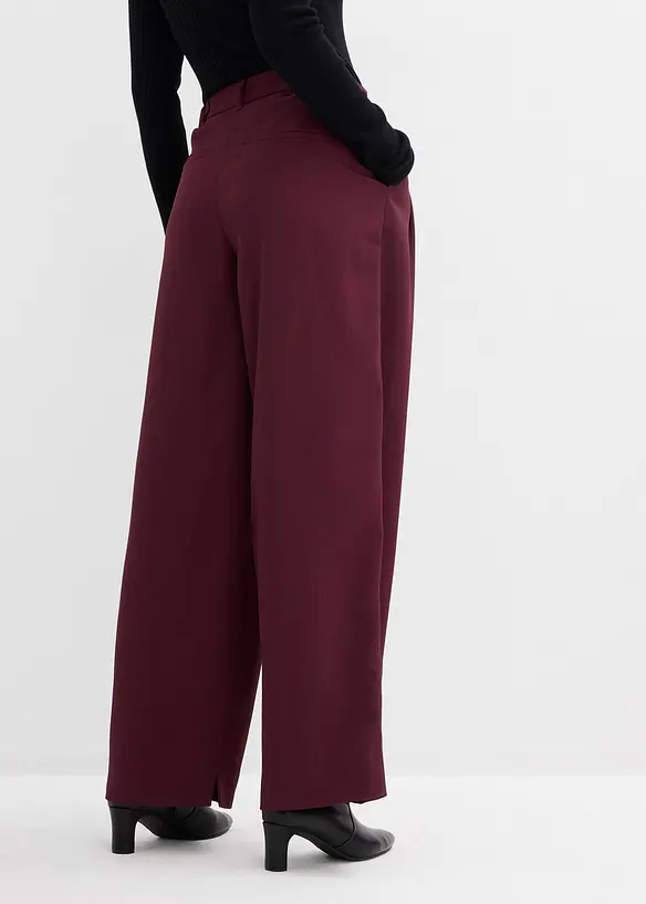 Weite Bundfaltenhose mit Bequembund in rot von hinten - bonprix Weite Bundfaltenhose mit Bequembund in rot von hinten - bonprix