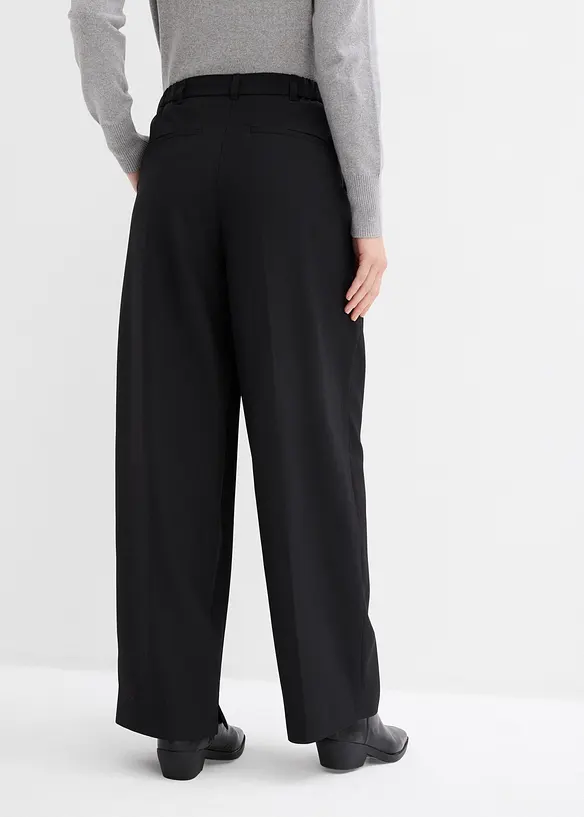 Weite Bundfaltenhose mit Bequembund in schwarz von hinten - bonprix Weite Bundfaltenhose mit Bequembund in schwarz von hinten - bonprix