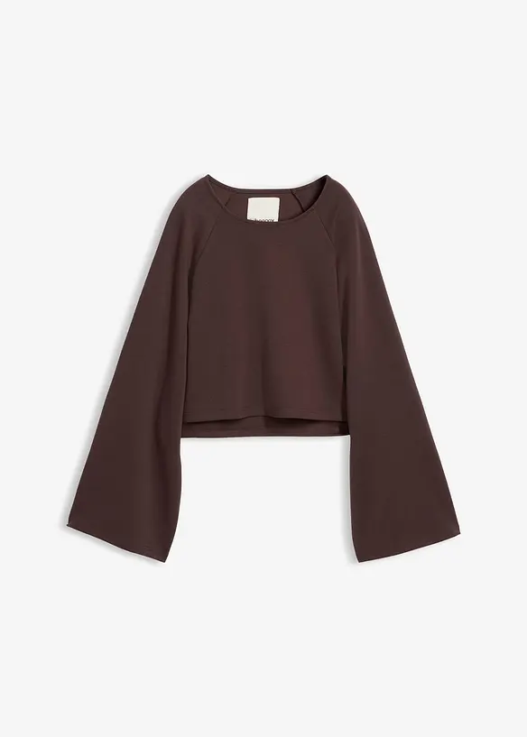 Cape-Langarmshirt in braun von vorne - bonprix