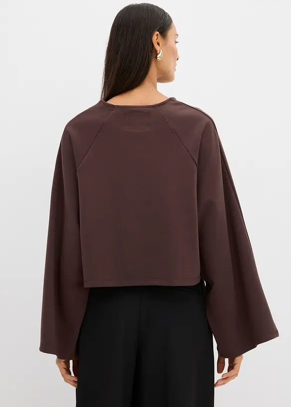 Cape-Langarmshirt in braun von hinten (im Anschnitt) - bonprix