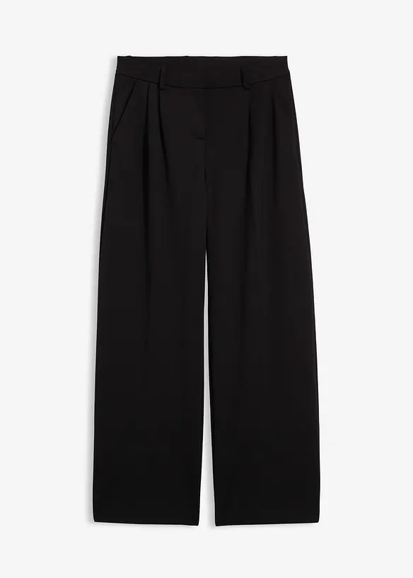 Bundfaltenhose aus bequemen Punto di Roma in schwarz von vorne - bonprix Bundfaltenhose aus bequemen Punto di Roma in schwarz von vorne - bonprix
