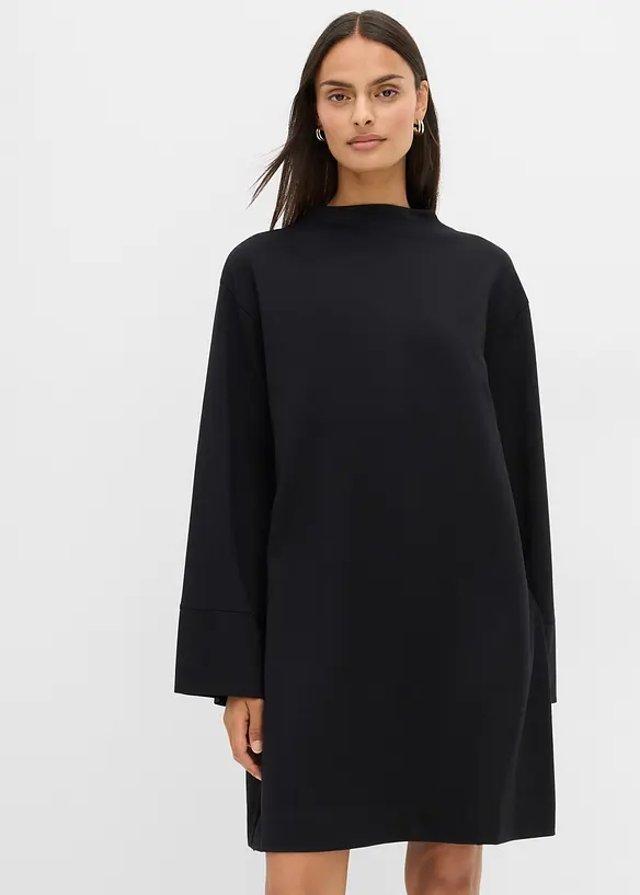 Jacken-Kleid aus Punto di Roma in schwarz von vorne (Totalaufnahme) - bonprix