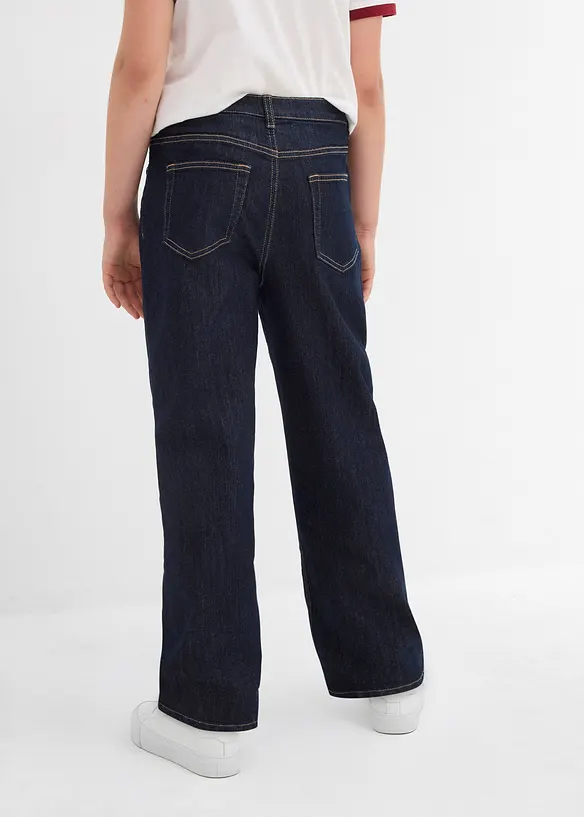 Wide-Leg Thermojeans mit Jerseyfutter Mid Waist in blau von hinten - bonprix