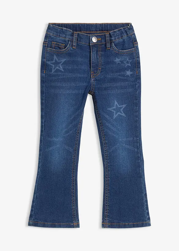 Thermo-Bootcut-Jeans Mid Waist in blau von vorne - bonprix