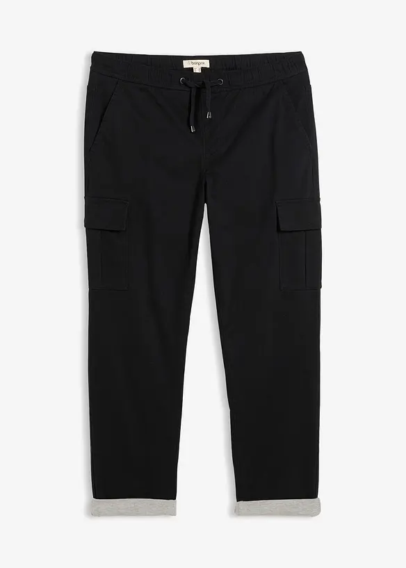 Relaxed Fit Thermo-Schlupfhose, Tapered in schwarz von vorne - bonprix