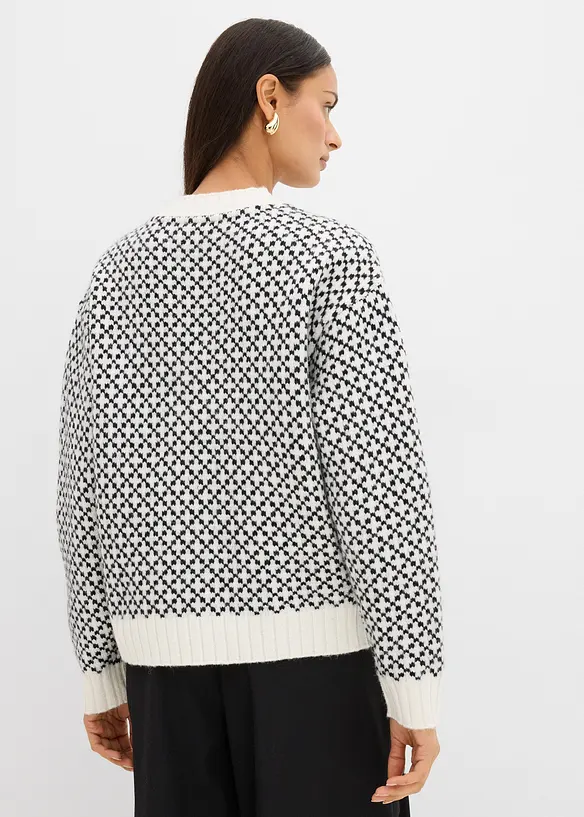 Grobstrick-Pullover mit Wollanteil in schwarz von hinten (im Anschnitt) - bonprix Grobstrick-Pullover mit Wollanteil in schwarz von hinten (im Anschnitt) - bonprix