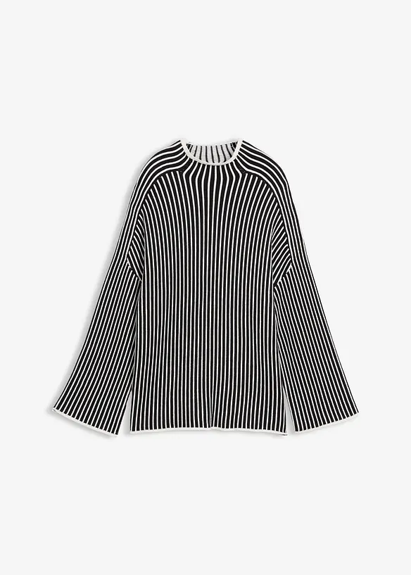 Oversized-Pullover mit Turtleneck aus Viskose-Mix in schwarz von vorne - bonprix