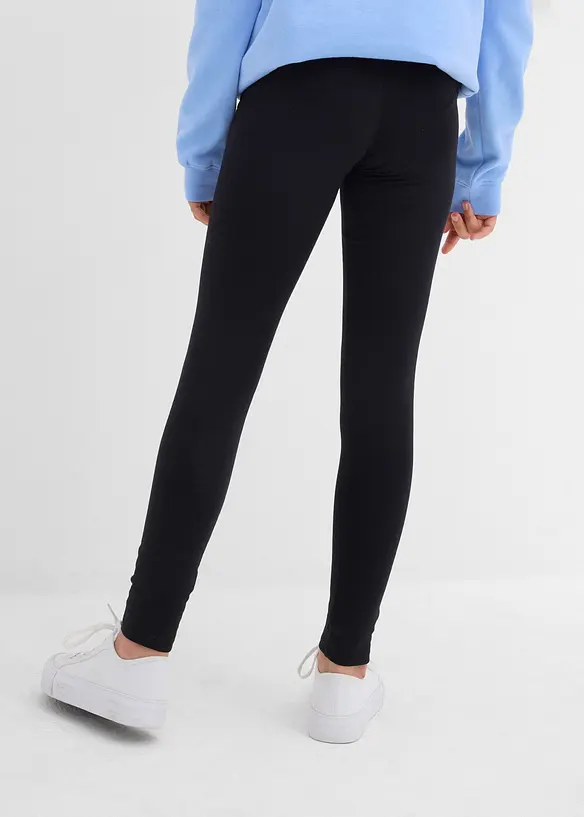 Thermo-Leggings aus elastischem Baumwoll-Mix (3er Pack) in schwarz von hinten - bonprix