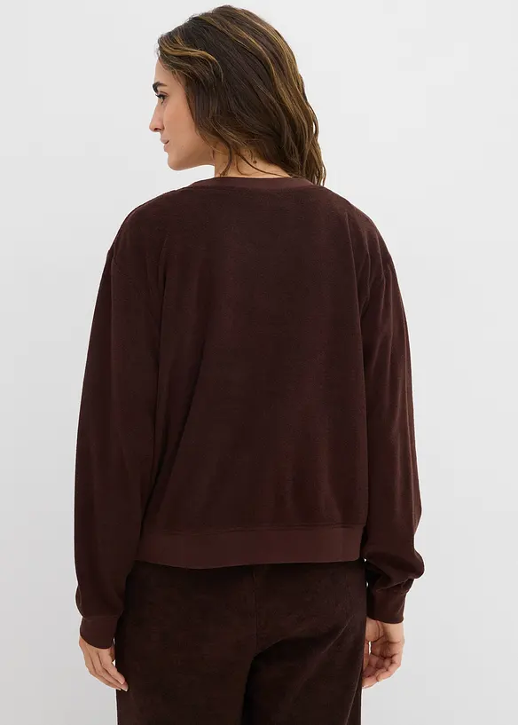 Sweatshirt aus weichem Frottee in braun von hinten (im Anschnitt) - bonprix