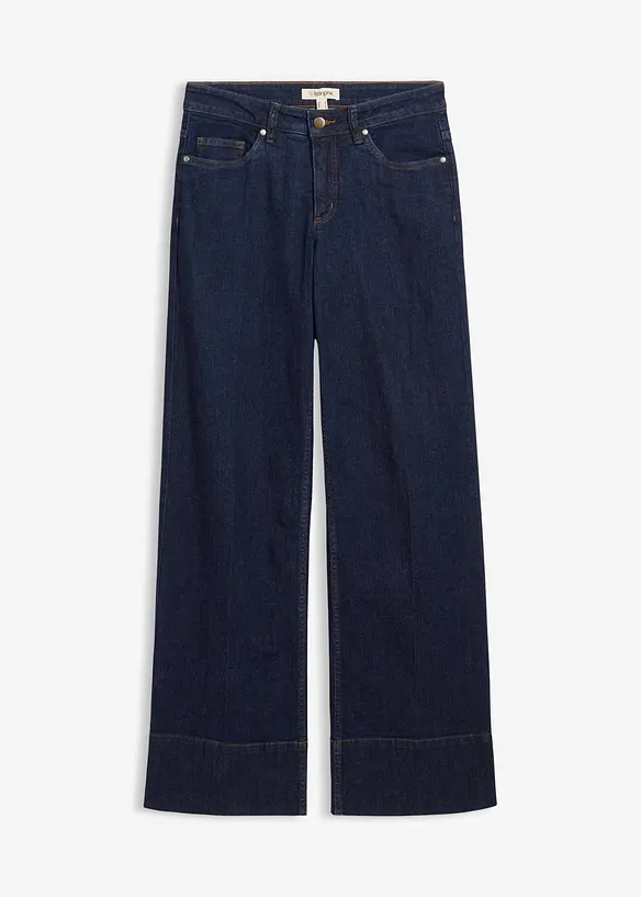 Wide-Leg-Jeans Mid Waist mit Bio-Baumwolle in blau von vorne - bonprix