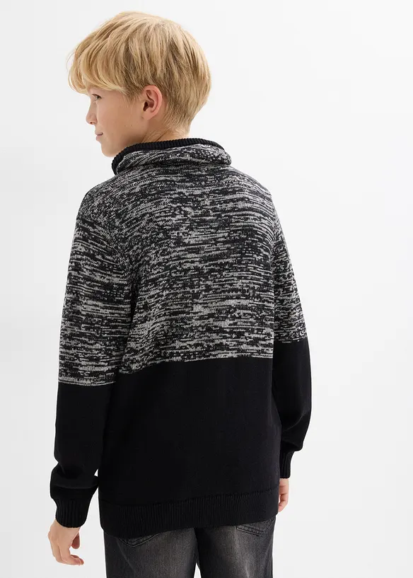 Schalkragen-Pullover im Colourblocking in schwarz von hinten (im Anschnitt) - bonprix