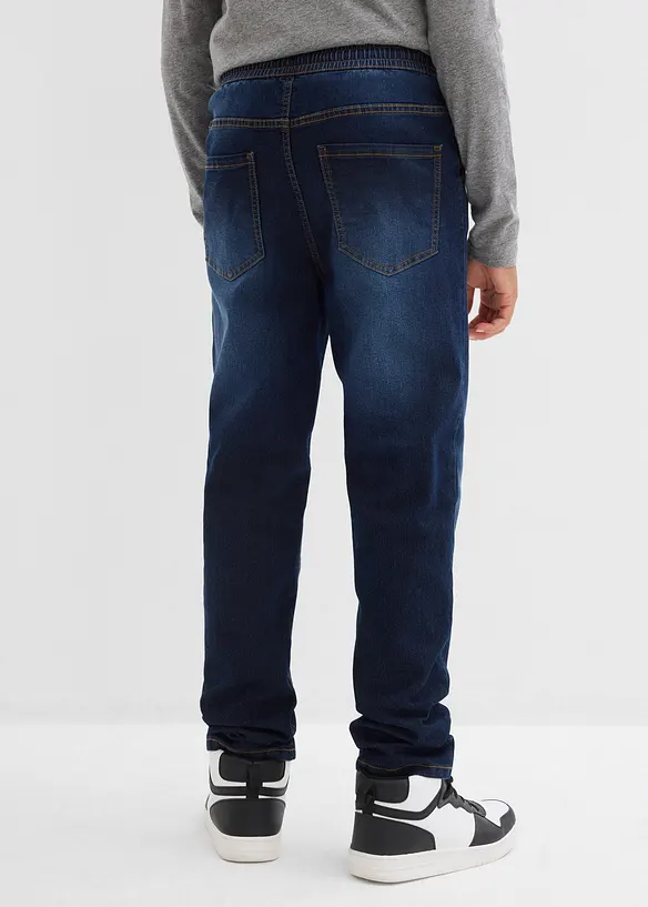 Thermo Regular Fit Schlupfjeans mit Jerseyfutter, Straight in blau von hinten - bonprix