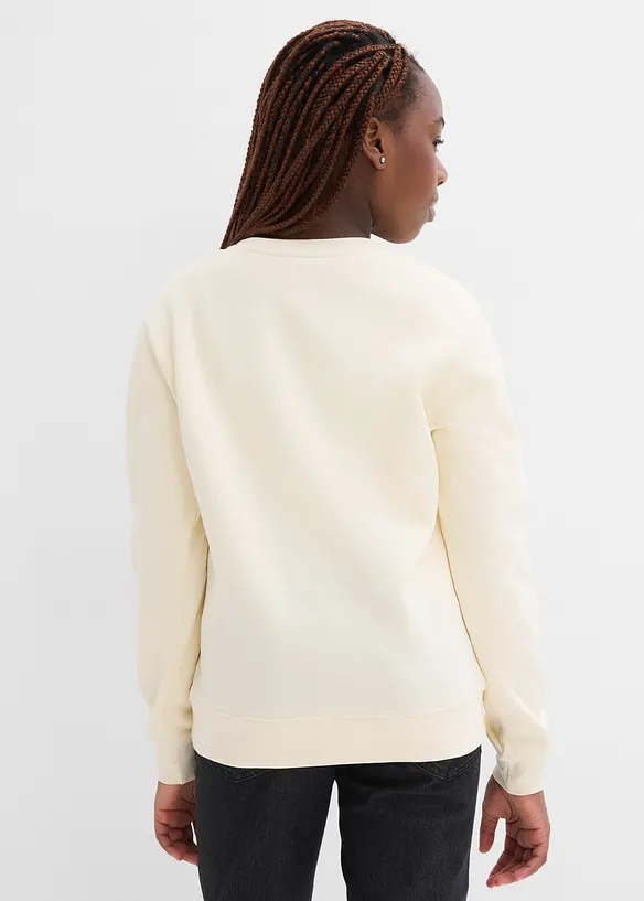 Sweatshirt aus reiner Bio-Baumwolle in beige von hinten (im Anschnitt) - bonprix
