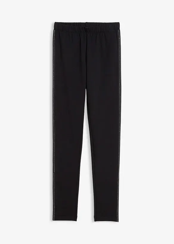 Thermo-Leggings mit Nietenband in schwarz von vorne - bonprix