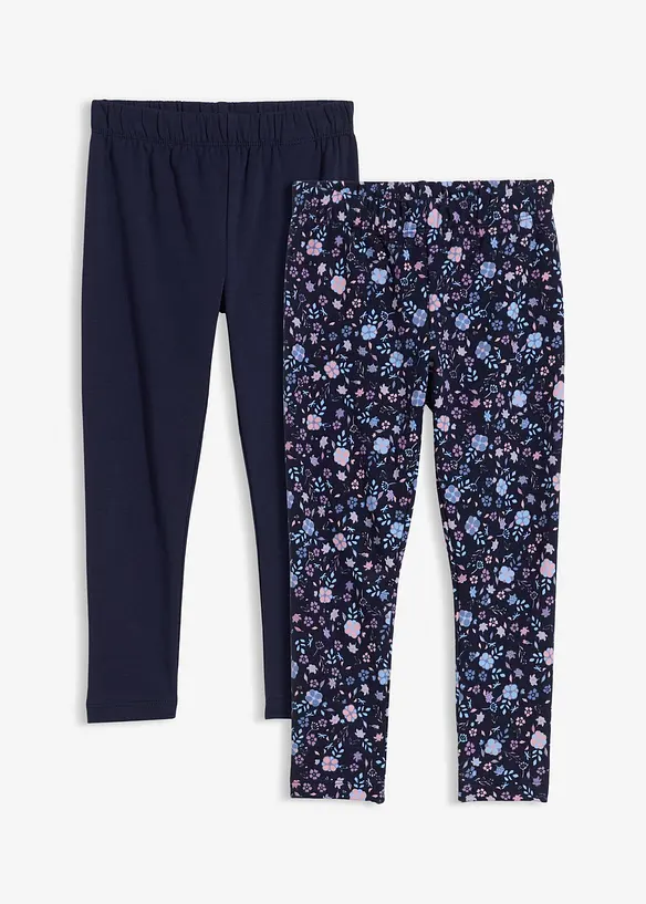 Thermo-Leggings (2er Pack) in blau von vorne - bonprix