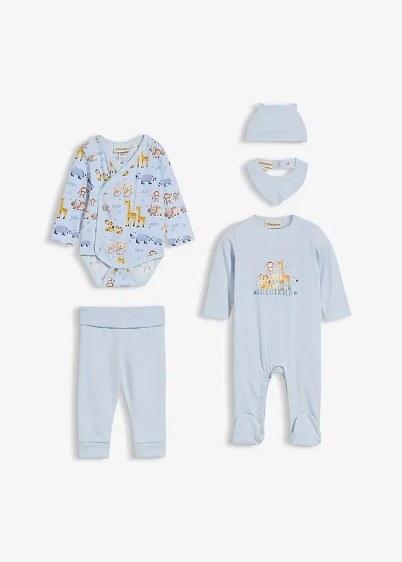 Baby Starter Set aus reiner Bio-Baumwolle  (5-tlg.Set) in blau - bonprix
