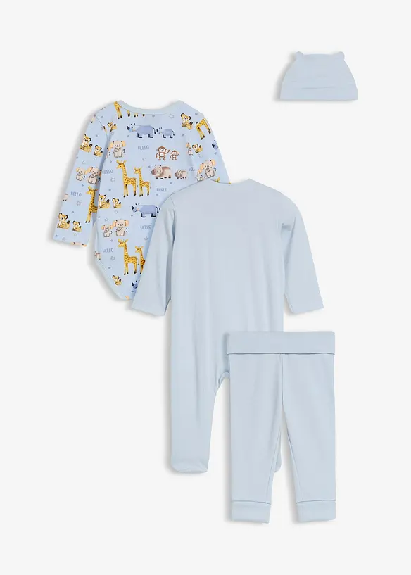 Baby Starter Set aus reiner Bio-Baumwolle  (5-tlg.Set) in blau von hinten - bonprix