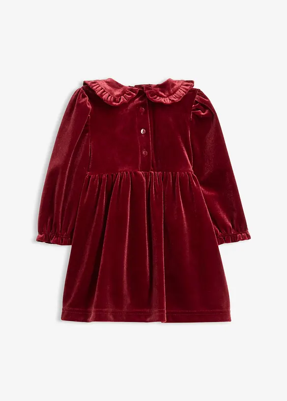 Bodykleid aus Samt mit Bubikragen und Schleife in rot von hinten - bonprix