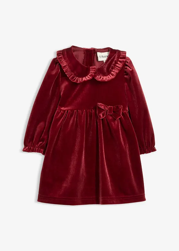 Bodykleid aus Samt mit Bubikragen und Schleife in rot von vorne - bonprix