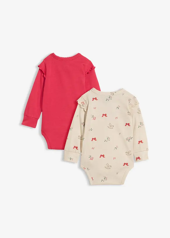 Bodies aus reiner Bio-Baumwolle  (2er Pack) in rot von hinten - bonprix