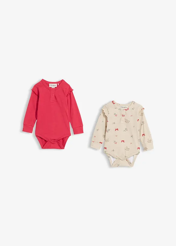 Bodies aus reiner Bio-Baumwolle  (2er Pack) in rot - bonprix