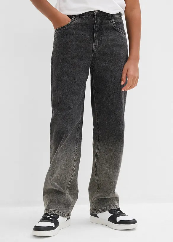 Loose Fit Jeans mit Farbverlauf, Straight in grau von vorne - bonprix