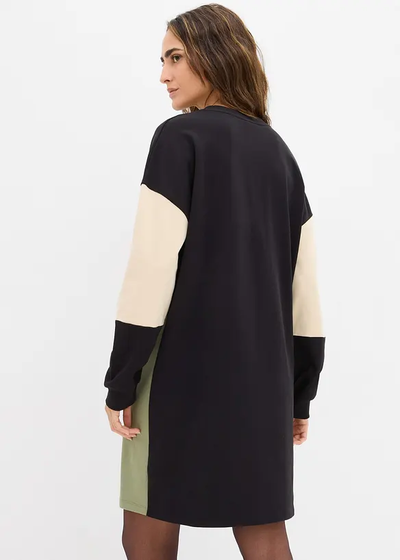 Sweatkleid aus reiner Baumwolle in grün von hinten (Totalaufnahme) - bonprix