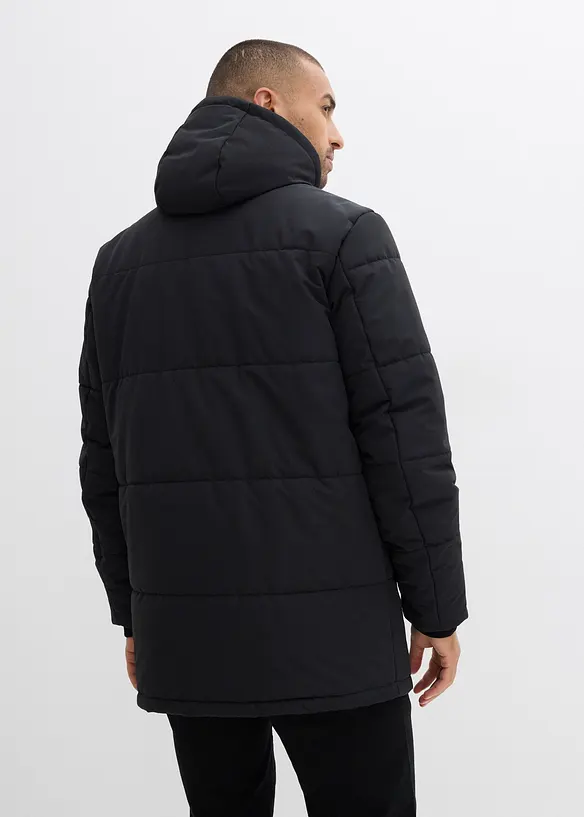 Funktions-Stepp-Parka mit praktischen Taschen, wasserabweisend in schwarz von hinten (Totalaufnahme) - bonprix