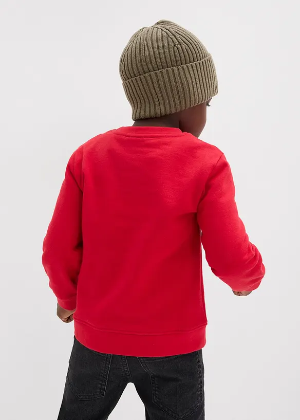 Sweatshirt mit Weihnachtsmotiv aus reiner Bio-Baumwolle in rot von hinten (im Anschnitt) - bonprix
