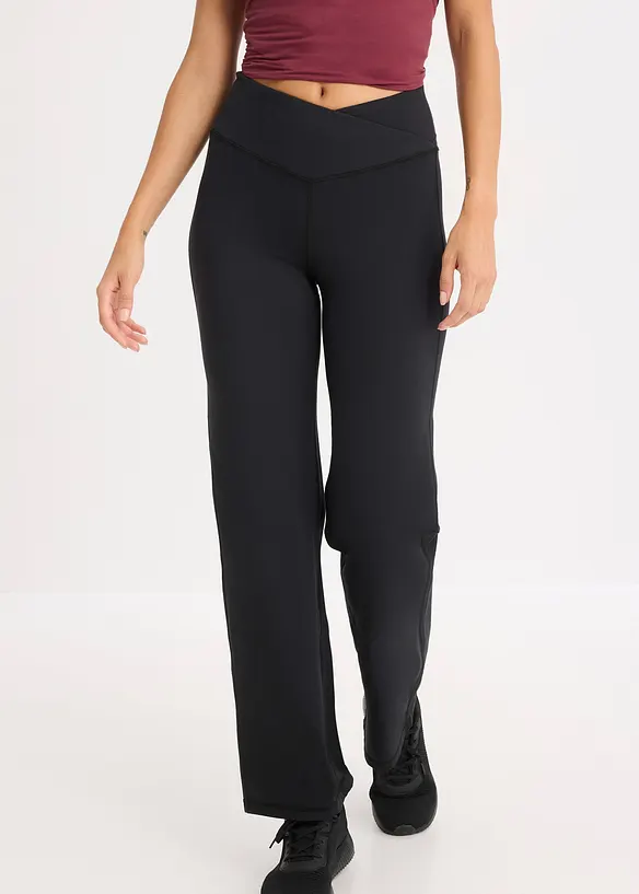 Thermo Sporthose aus weichem Material, gerades Bein in schwarz von vorne - bonprix
