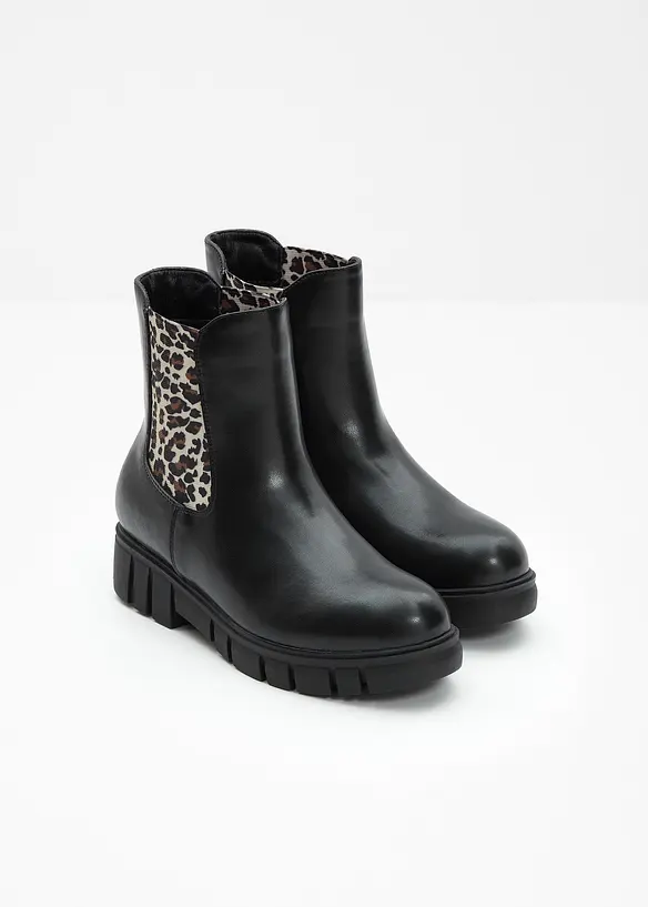 Chelsea-Boots mit Animal-Details in schwarz - bonprix