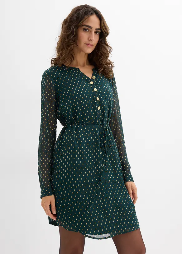 2-in-1 Umstands- und Stillkleid aus Chiffon in grün von vorne (Totalaufnahme) - bonprix
