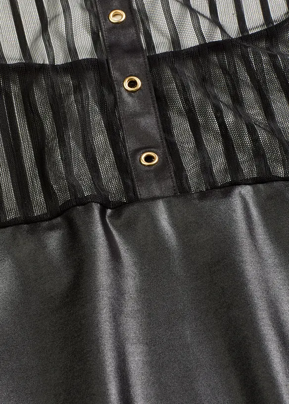Neckholderkleid mit Wetlook in schwarz - bonprix