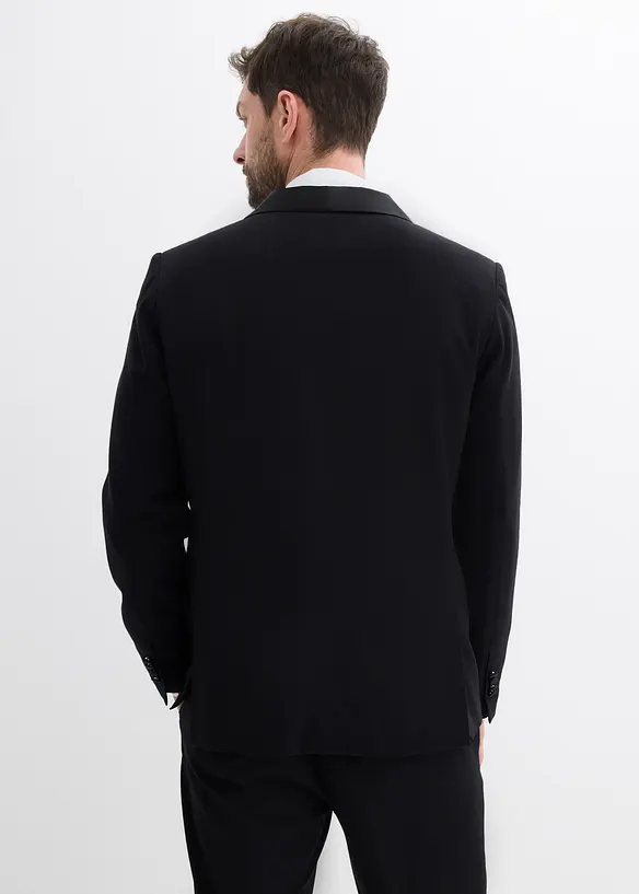 Smoking-Sakko mit Stretch-Anteil in Slim Fit in schwarz von hinten (im Anschnitt) - bonprix